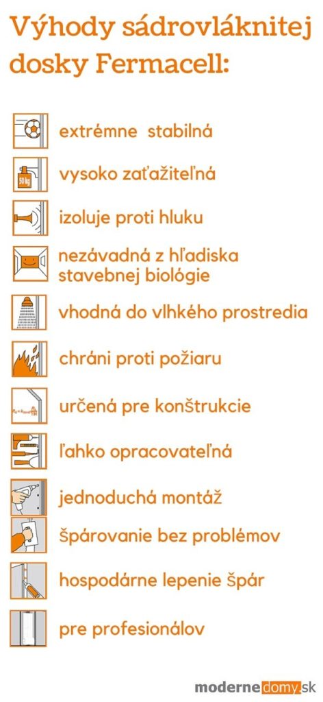 infografika - Výhody sádrovláknitej dosky dosky fermacell